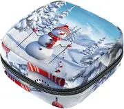 Sanitary Napkin Storage Bag,Period Bag,Christmas Snowman Ski Tree,Sanitary Bags for Feminine Products