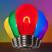 S14 LED Shatterproof Edison Filament Patio Light Bulbs E26, 5 Pack, 8 Colors