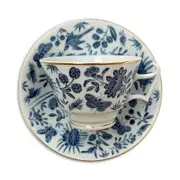 Mottahedeh Sacred Bird & Butterfly Blue Teacup and Saucer