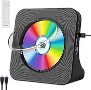 [Qoosea] DVD Player for TV with Bluetooth, HDMI and All Region Free Desktop DVD CD Player with Speakers Display Alarm Clock FM Radio USB Card Playback Include Remote Control, HDMI Cable(White) (Black)