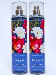 2 Bath & Body Works FREESIA Fragrance Mist Body Spray 8 oz