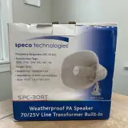 Speco SPC-30RT Weatherproof PA 11” Speaker Built in Line Transformer 30W NIB