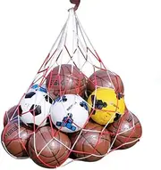 Wendy Mall White and Red Basketball Storage Mesh Net Nylon Bag - Large Size for Football, Soccer, Sports Ball Carry
