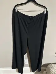 Talbots Sparkle Knit Wide Leg Pants 2X Black Pull On Elastic Waist Classic NWT