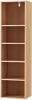Artiss Wooden Bookshelf, 5 Tiers Book Shelf Corner Wall Shelves Display Cabinet Bookcase Bookshelves CD DVD Storage Rack Home Living Room Bedroom Office Furniture, Sturdy Base Pine