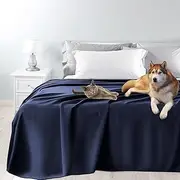 Byour3 Bedspread Super Waterproof Bed Protector Stain Resistant for Double Bed Single Bed Anti-Mould Anti Animal Hair Cats Dogs Pets Kids Washable Blanket (Royal Blue, Double)