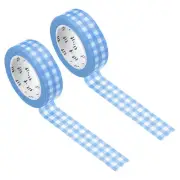 Washi Tape 0.59 Inch x 10.93 Yards, 2 Roll Grid Pattern Sticker Light Blue