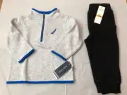 Nautica baby boy Hoodie and Pants Set blue and grey 12 months