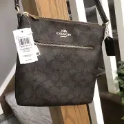 Coach Mini Rowan File Bag In Signature Brown / Black CS182 Brand New
