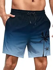 [Lzzidou] Men Swim Trunks with Mesh Liner 5 Inch Inseam Board Shorts Quick Dry Bathing Suit