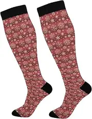[Caihoyu] Fashion Cute Socks For Men And Women Support for Nurses,Running,Athletic,Travel Golden Christmas Snowflake, Golden Christmas Snowflake