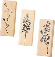 TEHAUX Wooden Scrapbook Stamps 3pcs Floral Stamps Set Australian Craftsmanship