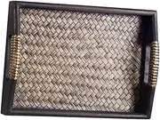 MINAOLULUS 1Pc Thai Handicraft Rattan Woven Tea Tray Afternoon Salon Serving Tray Smooth Edges Safe Material Stylish Design for Home Decor