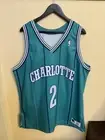 Larry Johnson Champion Charlotte Hornets Jersey Authentic Away Turquoise 48 XL