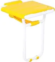 FFSPIIO Yellow Shower Stool, for Elderly Disabled Disability Bath Stool Aluminum Alloy Frame with Legs Wall-Mount Fold-up Seat Shower Chair