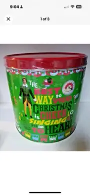 Elf Will Ferrell Buddy Christmas Cheer Popcorn Tin New Sealed Clausometer
