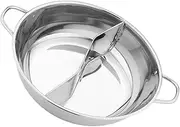 MOLUCKFU Stainless Steel Dual Handle Hot Pot Practical Cooking Pot for Flavorful Gatherings Easy to Clean Hotpot Container with Compartment Design for Different Tastes