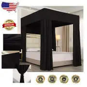Elegant Black Four Corner Post Sheer Canopy Bed Curtains - Easy Installation