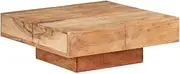 'vidaXL Solid Acacia Wood Coffee Table - Brown Natural Finish, Square Rectangular Shape with Large Tabletop for Living Room, 80x80x28 cm