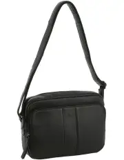 [Milleni] Leather Multi-Zip Cross-Body Bag in Black