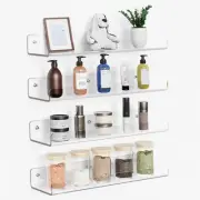 4 Pack Wall Shelves Storage Shelf Bathroom Acrylic 15"floating Bedroom Kitchen