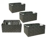 Storage Basket Organiser 3 set Nesting Durable Woven Nylon Home - Speckled