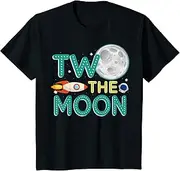 [X.Style] Kids Two The Moon Toddler 2nd Birthday Boys Girls Space ds1163 T-Shirt (S) Black