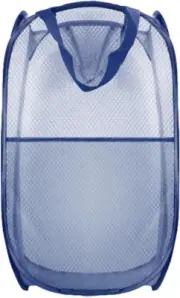 Collapsible Pop up Laundry Hamper, Mesh Foldable Basket 28" X 16" X 16" (Blue)