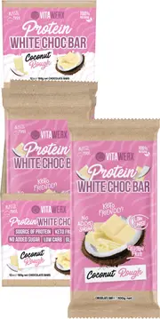 Vitawerx Protein White Chocolate Bar Coconut Rough 100g (Pack of 12)