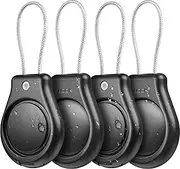 Inesore 4 Pack IPX8 Waterproof for AirTag Keychain Holder，Airtag Lock Case with Wire Cable Compatible with Apple AirTags,Ultra Durable Anti-Lost Lock Keychain Holder for Dog,Car Key,Luggage-Black