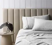 White Vintage Washed Linen Cotton Blend Sheet Set
