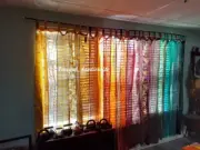 10 Pcs Indian Sari Patchwork Curtain Drape Window Decor Multi Silk Boho Curtain