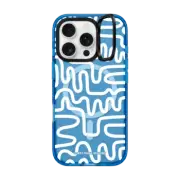 iPhone 16 Pro Impact Ring Stand Case MagSafe Compatible White Line Art by Corey Paige Designs