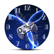 Lightning Gamepad Playroom Wall Clock Video Game Controller Designer Gamer Clock
