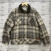 Scotch & Soda Sherpa Lined Plaid Flannel Jacket Men's Large Tan Brown Mocha NEW