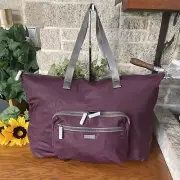 NWT TUMI AUBERGINE DENTON PACKABLE TOTE FOLDABLE BAG TRAVEL CARRYON DUFFLE