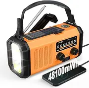 10000 mAh Emergency Dynamo Hand Crank Radios, Solar AM FM Radio with Battery Backup, Portable Survival Equipment with Charger, Camping Torch, LED Lamp, Compass, SOS Alarm for Power Outages at Home