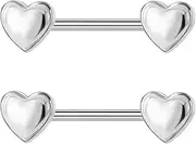 [CHARMONLINE] 14G Minimalist Heart Nipple Rings 316L Stainless Steel Nipplerings Heart Tongue Rings Barbells Piercing Body Jewelry for Women