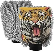 XYMZR Soda Bengal Cat Funny Absorbent Microfiber Car Wash Mitt, Funny Cute Anime Scratch Free for Cars Cleaning, Home Cleaning Mitts, 2 Pack, 10.24” L x 7.09” W