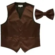 New Men's Formal Vest Tuxedo Waistcoat brown_Bowtie wedding prom party