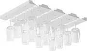 Rustic State Vigo 4 Sectional Adjustable Under Cabinet Mount Wood Stemware Rack Hanging Shelf Glassware Holder Bar Organizer with up to 12 Wine Glass Storage 12 Inch Deep White