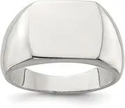 [Diamond2Deal] Men's 925 Sterling Silver 12x15mm Open Back Signet Ring, Size 10