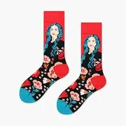 [pants & sox] Red Portrait Colorful Casual Socks