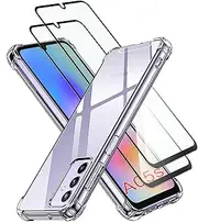 2-Pack Screen Protector + Case for Samsung Galaxy A05S 6.7 inch Protection Tempered Glass Film, HD Clear Cover