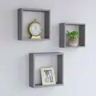 Stylish Grey MDF Wall Cube Shelves Set of 3 Modern Home Decor Storage Solution