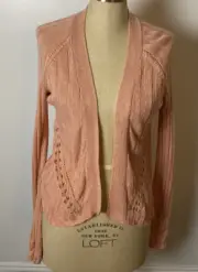 SUNDANCE CATALOG Angel Wing Sweater Linen Knit Open Front Draped Cardigan Sz XS