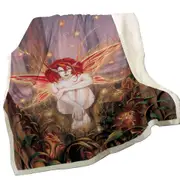Fairytale Magical Forest Ember Fairy Throw Blanket