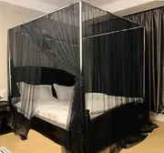 LODIKE Black Mosquito Net Tent for Bed or Plant，Protecting Plant,One Side Opening Canopy Netting Curtain Net for Bedroom Decoration Queen Size（Without Frame）
