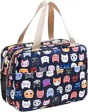 [wordmouk] Toiletry Bag Travel Cosmetic Bag Large Toiletry Bag Makeup Organizer Separation Wet and Dry for Swimming Gym Travel Toiletry Bags, Cat Emoji, 30*14*21cm