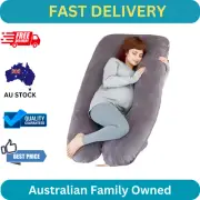 U-Shaped Pregnancy Pillow Full Body Support Back Legs Belly Side Sleepers Grey
